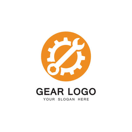 Wrench and Gear Cogwheel Icon Vector Flat Designのイラスト素材