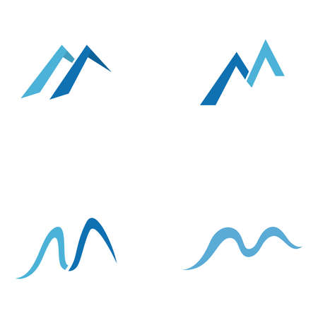 M letter mountain logo. High mountain icon logo business template vectorのイラスト素材