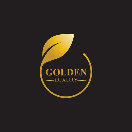 golden leaf luxury logo icon vector templateのイラスト素材