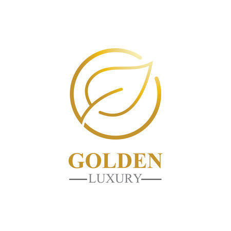 golden leaf luxury logo icon vector templateのイラスト素材