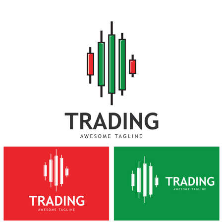 Vector logo with candlestick trading chart analyzing in forexのイラスト素材