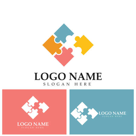 Community puzzle Logo template vectorのイラスト素材
