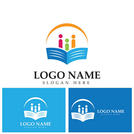 Book icon Logo Education Flat Vector Designのイラスト素材