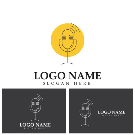 Podcast Logo icon Design Vector Template microphone symbolsのイラスト素材