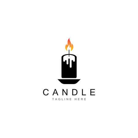 Burning candle Vector icon design illustration Templateのイラスト素材