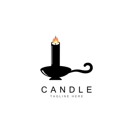 Burning candle Vector icon design illustration Templateのイラスト素材