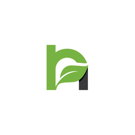 N Initial letter with green leafのイラスト素材