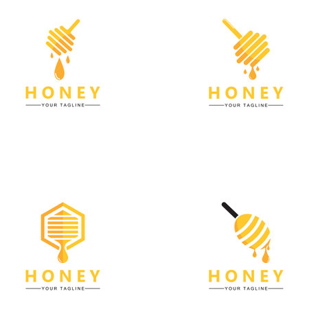 Honey comb logo icon bees vector designのイラスト素材