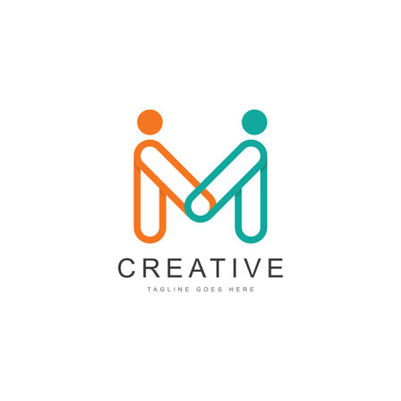 partnership humanity letter m vector logoのイラスト素材