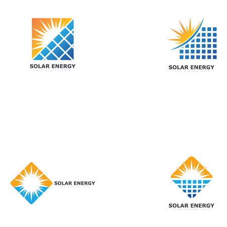 solar energy logo or icon. vector solar panel signのイラスト素材
