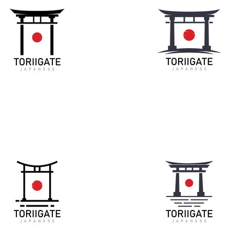 japanese torii gates logo and symbol design iconのイラスト素材