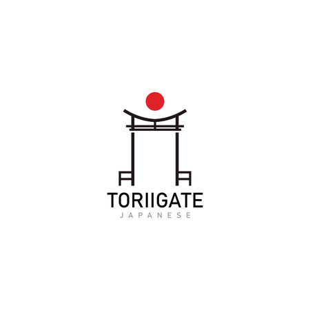 japanese torii gates logo and symbol design iconのイラスト素材