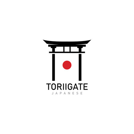 japanese torii gates logo and symbol design iconのイラスト素材