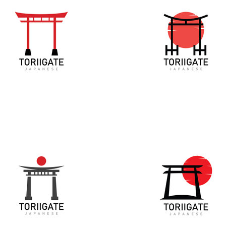 japanese torii gates logo and symbol design iconのイラスト素材