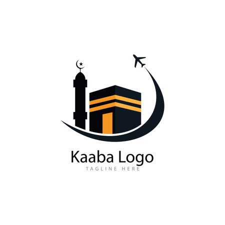 Kaaba mecca symbol logo illustration design templateのイラスト素材