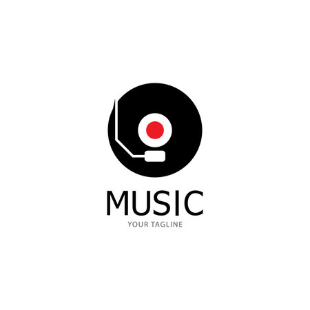 Vinyl disk record music logo vector icon illustration designのイラスト素材