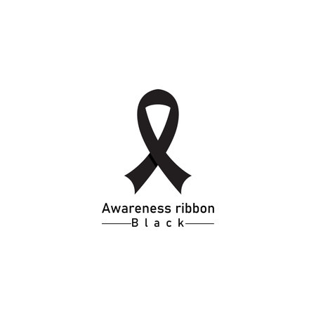 Realistic black ribbon  death symbol . Vector illustrationのイラスト素材