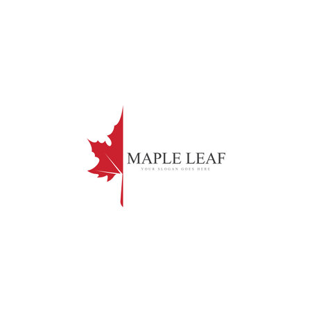 maple leaf logo template vector icon illustration  maple leaf vector illustration  canadian vector symbol  red maple leaf  canadian symbol  red canadian maple leafのイラスト素材