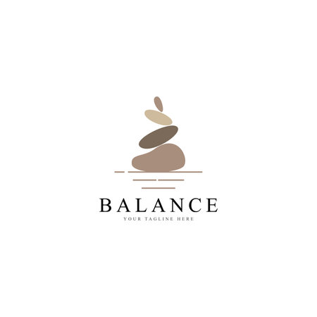 Balanced zen stone logo. Logo for meditation or wellnessのイラスト素材