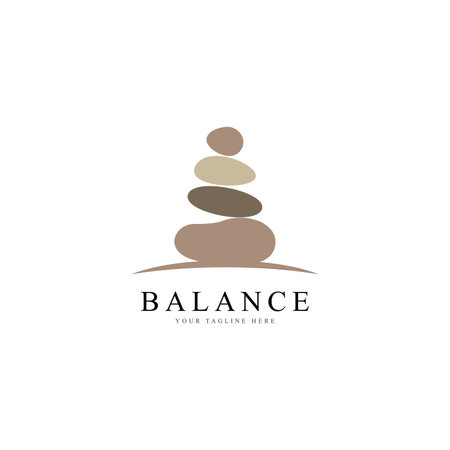 Balanced zen stone logo. Logo for meditation or wellnessのイラスト素材