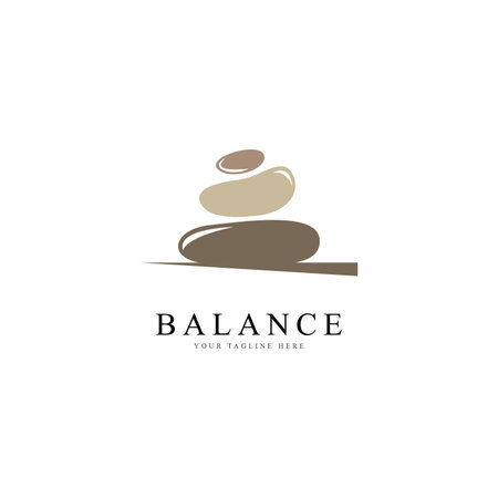 Balanced zen stone logo. Logo for meditation or wellnessのイラスト素材