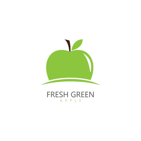 fresh green apple logo healthy food vector iconのイラスト素材
