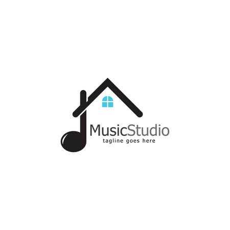 music studio logo template design vectorのイラスト素材