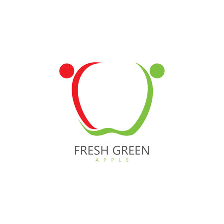 fresh green apple logo healthy food vector iconのイラスト素材