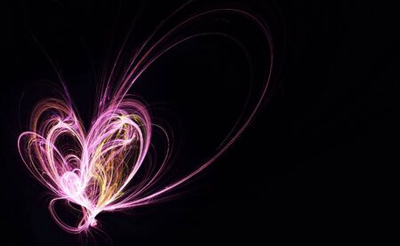 Generated fractal heart on the black backgroundの写真素材