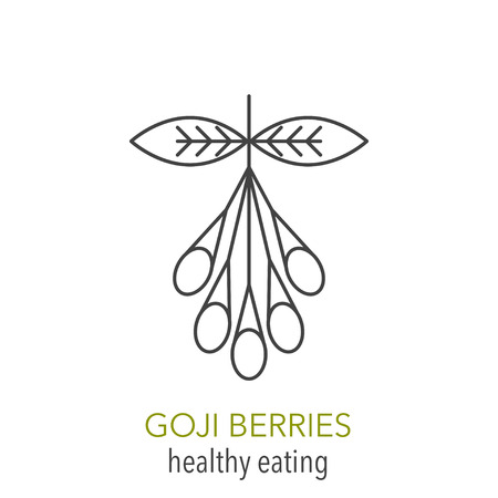 Goji berries. Vector line icon. Healthy eating. Vector illustration.のイラスト素材