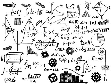 Math and physical formules black on whiteのイラスト素材