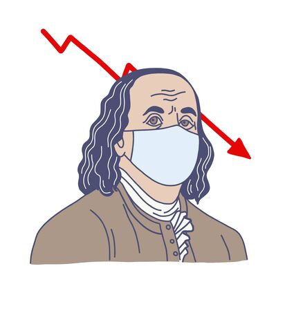 man in medical mask, hand drawn vectorのイラスト素材