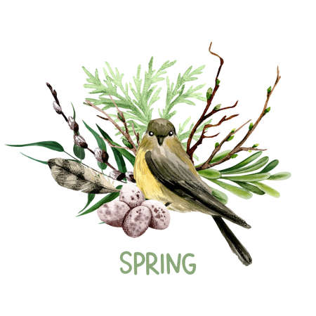 Easter composition, Hand drawn vector watercolor illustration.のイラスト素材