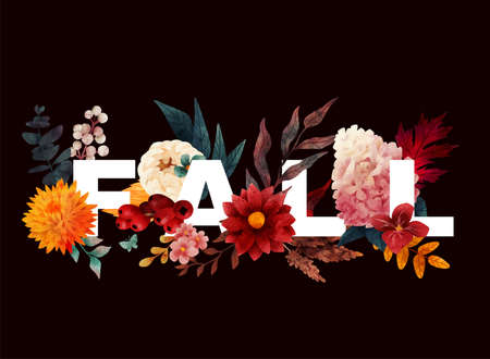 Fall composition with letters and floral elementsの写真素材