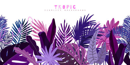 Tropical seamless border, hand drawn vector artのイラスト素材