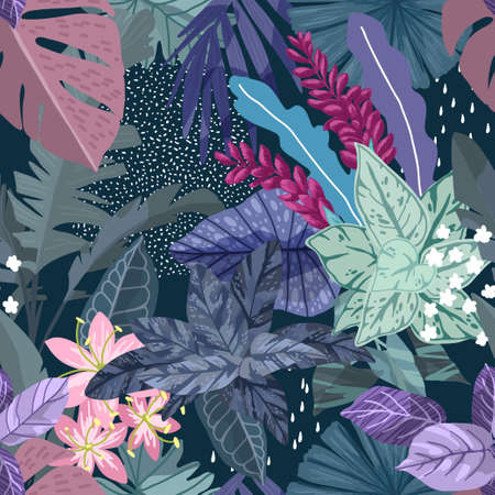 Tropical seamless pattern, hand drawn vector artのイラスト素材
