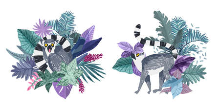 Set of two tropical compositions with lemurs