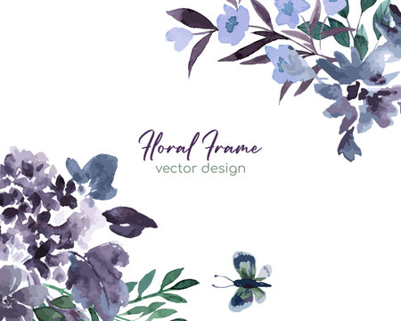 Purple floral watercolor decoration, vector illustrationのイラスト素材