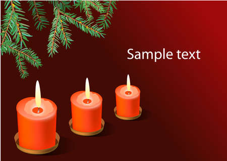 Three red christmas candles. Vectorのイラスト素材