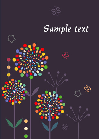 Abstract muli-colored flowers on grey backgroundのイラスト素材