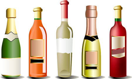  A set of realistic vector bottles of alcoholのイラスト素材