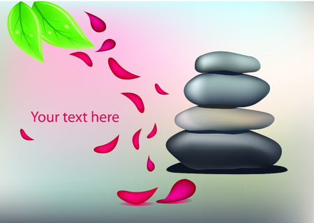  	Vector spa stones and petals on beautiful grey backgroundのイラスト素材
