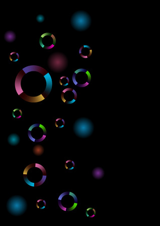 Abstract black background with color ringsのイラスト素材