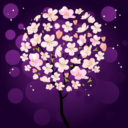 Blossoming cherry treeのイラスト素材