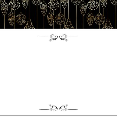 Christmas background with contour hanging ballsのイラスト素材