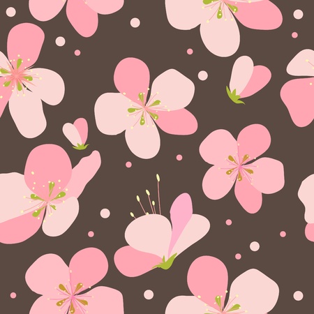 Seamless floral pattern with pink cherry flowers のイラスト素材
