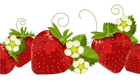 Seamless border with strawberriesのイラスト素材