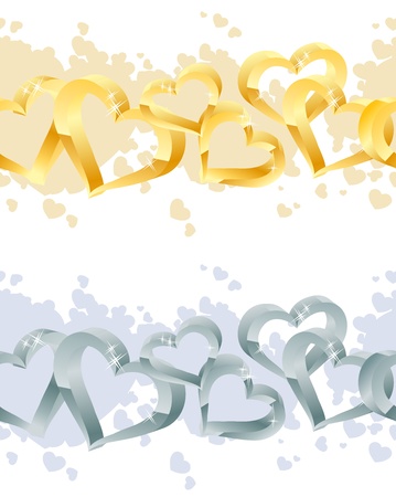 Two seamless heart bordersのイラスト素材