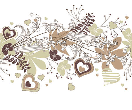 Seamless border with forest flowers and plants のイラスト素材