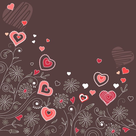 Contour hearts on dark backgroundのイラスト素材